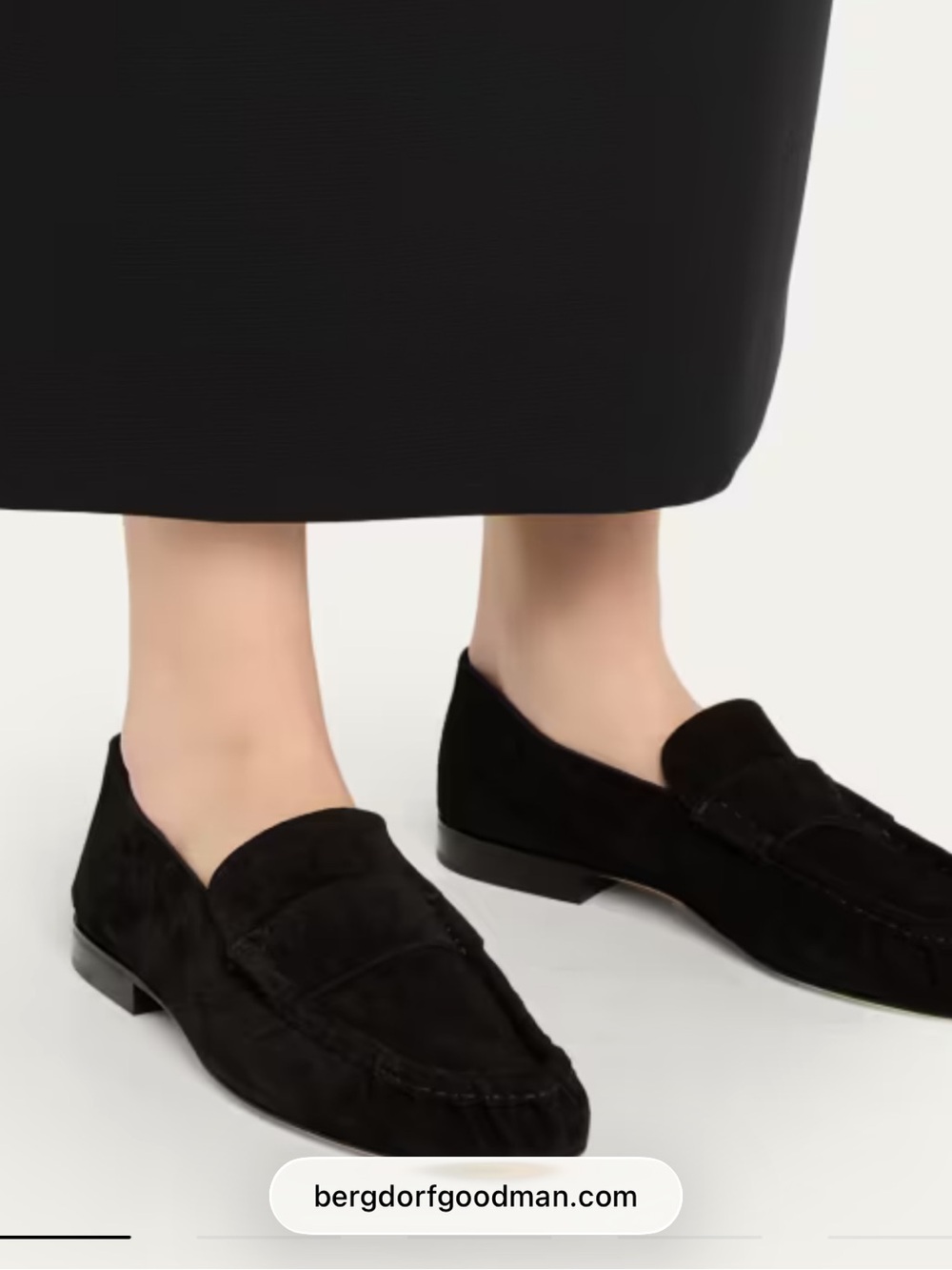 The Row Black Calf Suede Penny Loafers